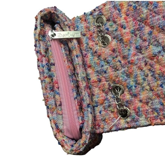 BARI Lynn Tweed Rainbow Jeweled Chain Strap Clutch Bag Chic Purse - Picture 4 of 8